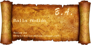 Balla Abdiás névjegykártya